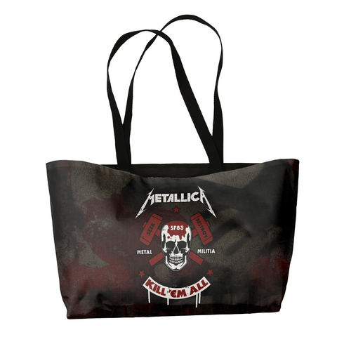 Rocksax Metallica Webbing Handled Beach/Shopper Bag - Kill Em All Skull